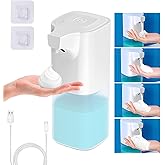 Automatic Foaming Soap Dispenser, 12oz/350ml, 4 Level Adjustable Foam, Rechargeable, Wall Mount Hand Soap Dispenser for Bathroom Kitchen Countertop