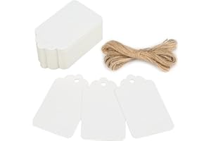 G2PLUS Price Tags, White Paper Gift Tag, 100 PCS Paper Tags with String, 2.8×1.6 in Blank Labeling Tag for Gift Wrapping, DIY Arts & Crafts, Wedding, Christmas, Mother's Day, Teachers Day