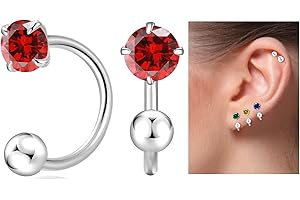 VDKIDKT Tiny 3mm Silver Birthstone Earrings for Women Teen Girls Small Huggie Half Hoop Earrings Tiny Cartilage Hypoallergeni