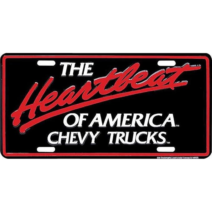 Chevrolet The Heartbeat Of America Is Winning License Plate Metal Sign