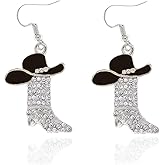 Western Cowboy Cowgirl Earrings for Women Rhinestone Enamel Boots Hats Earrings Western Jewelry Accessories Rodeo Outfits for Women