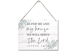 AUII JO DESIGN Inspirational Sign, As for Me and My House, We Will Serve The Lord-Joshua 24:15 Scripture Signs, Hanging Bible Verse Printed Wall Plaque Wood Signs, Christian Sign, Home Décor Wall Art 10X7.8inch