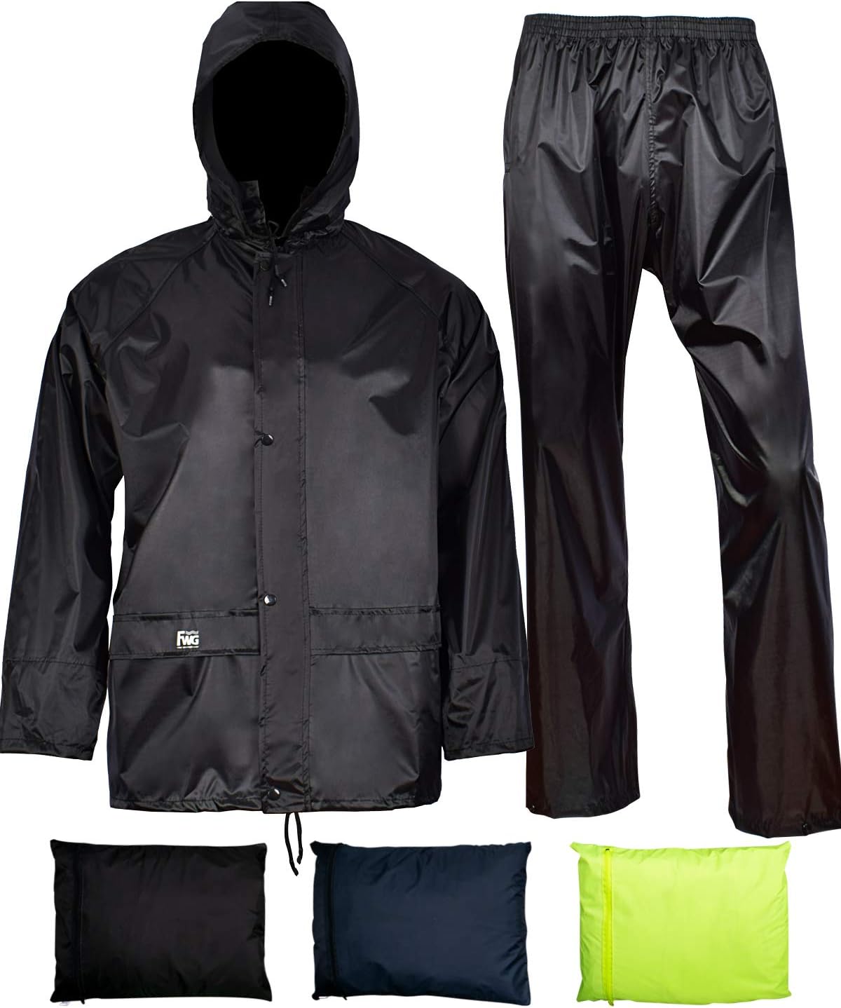 Rain Suits for men women Waterproof Jacket with Pants 3-Pieces Raincoat Hooded
