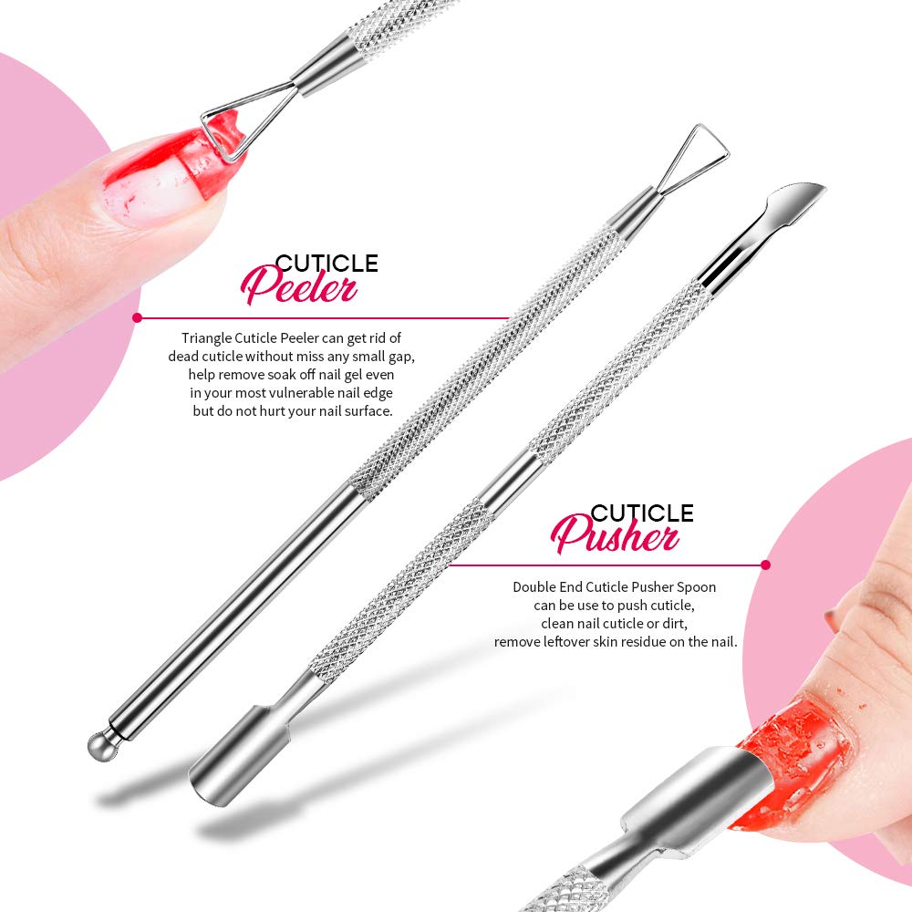 FANDAMEI Nail Polish Gel Remover Tools Kit with Nail Clips, 100ml Nail Polish Remover Bottle, 500 Nail Remover Cotton Pad, Nail Brush, Cuticle Pusher, Cuticle Peeler, 100/180 Nail File, Buffer Block : Beauty