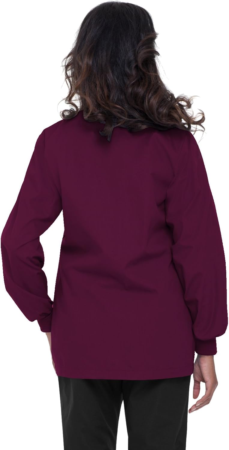 Landau Essentials 5-Pocket Cardigan Style Warm-Up Scrub Jacket for Women: Clothing
