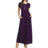 Made By Johnny Womens Short Sleeve Loose Plain Casual Long Maxi Dresses with Pockets
