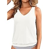 Blouson Tankini Tops for Women - Loose Fit Swim Top Only No Bottom Bathing Suit Modest Swimsuit Top 2025