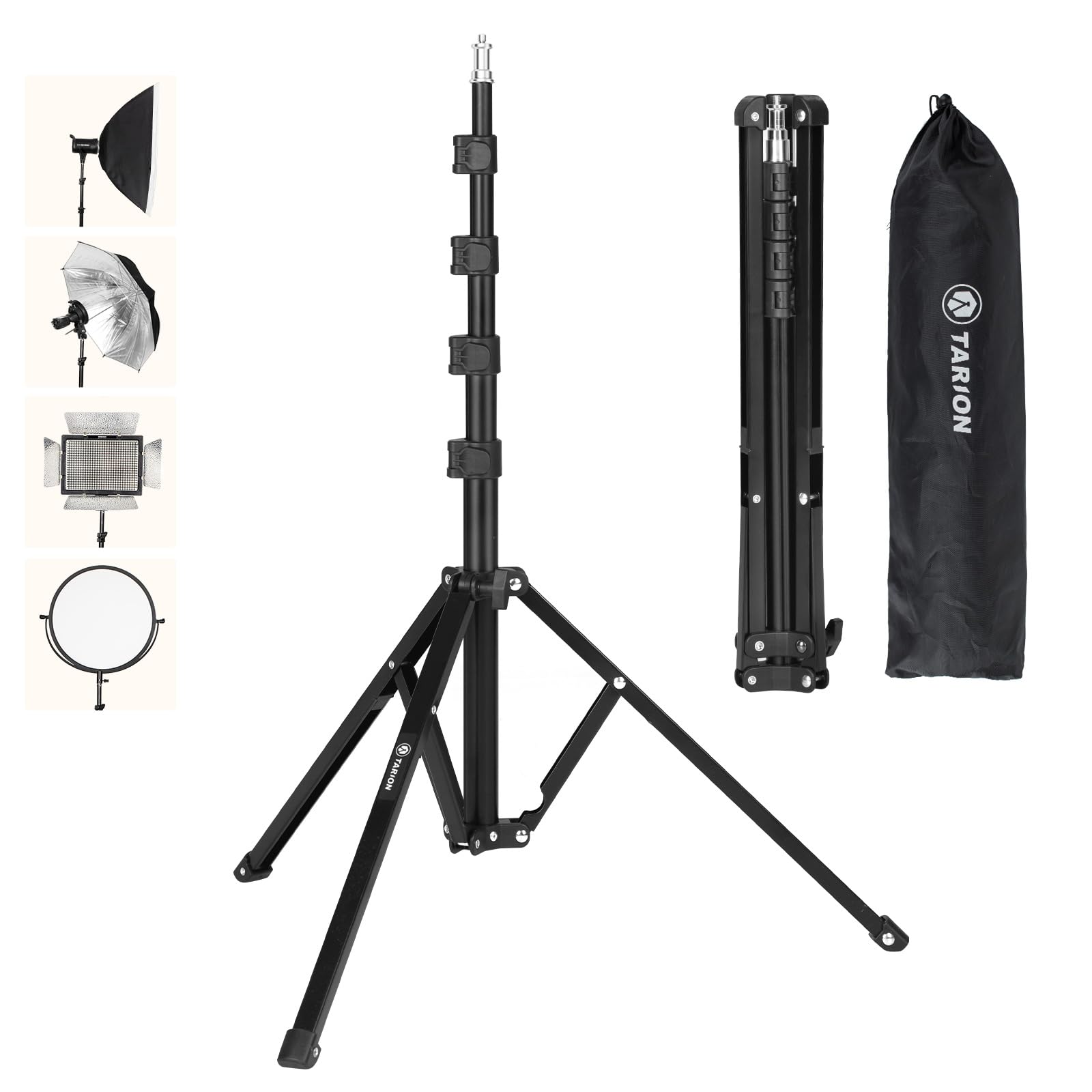 TARION Studio Light Stand 190cm Portable Photographic Lighting Tripod Stand Foldable Photo Stand Boom Aluminum Professional Lighting Stand for Photography Reflector Umbrella Softbox(FL2009) — image 1