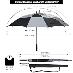 G4Free Extra Large Golf Umbrella 62/68 inch Vented
