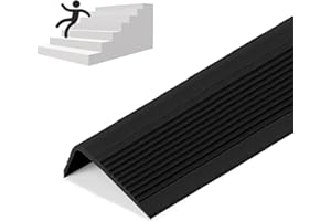 TONGMO Rubber Stair Nosing - 7Ft Stair Anti-Slip Adhesive Strip, Made of Wear-Resistant Rubber, Mute, Easy to Install - Indoor/Outdoor, Helps Elderly and Children Prevent Slipping (7Ft, Full Black, 1)