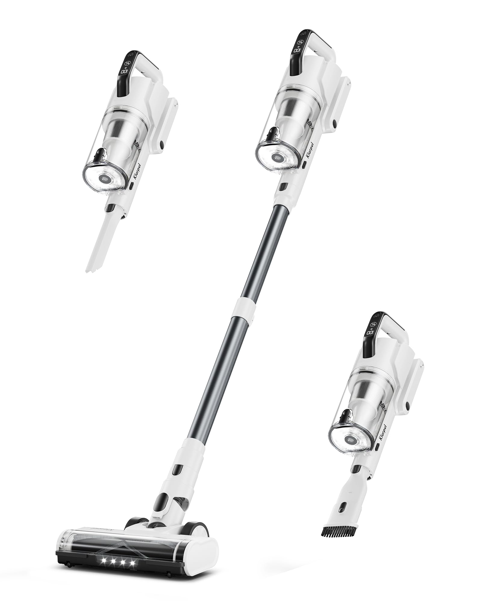 Photo 1 of **ITEM FACTORY SEALED** Cordless Vacuum Cleaner, 600W 50KPA 70Mins Runtime Fast Charging Vacuum Cleaner, Self-Standing LED Light Touch Screen Stick Vacuum for Home Light Weight,for Pet Hair/Carpet/Floor, White