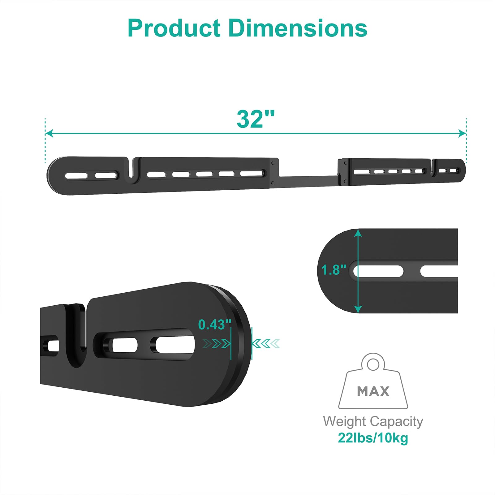 WALI Soundbar Mount for Sonos Arc and Sonos Arc Ultra - Sound bar Wall Mount Bracket, Minimalist Design, Perfect for Under TV Installation, Black
