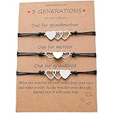 YALLNASL Mothers Day Birthday Gifts for Grandma Mom Daughter Matching Heart Bracelets for 3 Generations Bracelet Set for Mom and Daughter Grandmother Granddaughter Generation Gift