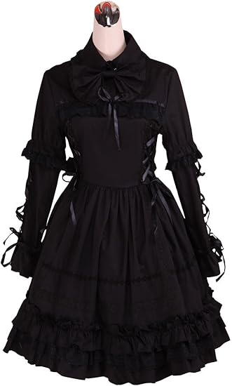 Amazon Co Jp 黒い 蝶結び付き リボン付き フリル レトロ ゴシック ロリィタ ワンピース ドレス Xxl 並行輸入品 服 ファッション小物