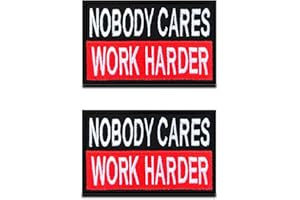 2 Pieces "Nobody Cares Work Harder" Patch Funny Hook & Loop Embroidered Fastener Biker Emblem for Clothes Clothing Jacket Jea
