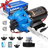 Upgraded 12V RV Water Pump, 7GPM 70PSI, Five Chamber Self-Priming Diaphragm 12V DC RV Fresh Pump with Heavy Duty Pressure Swi