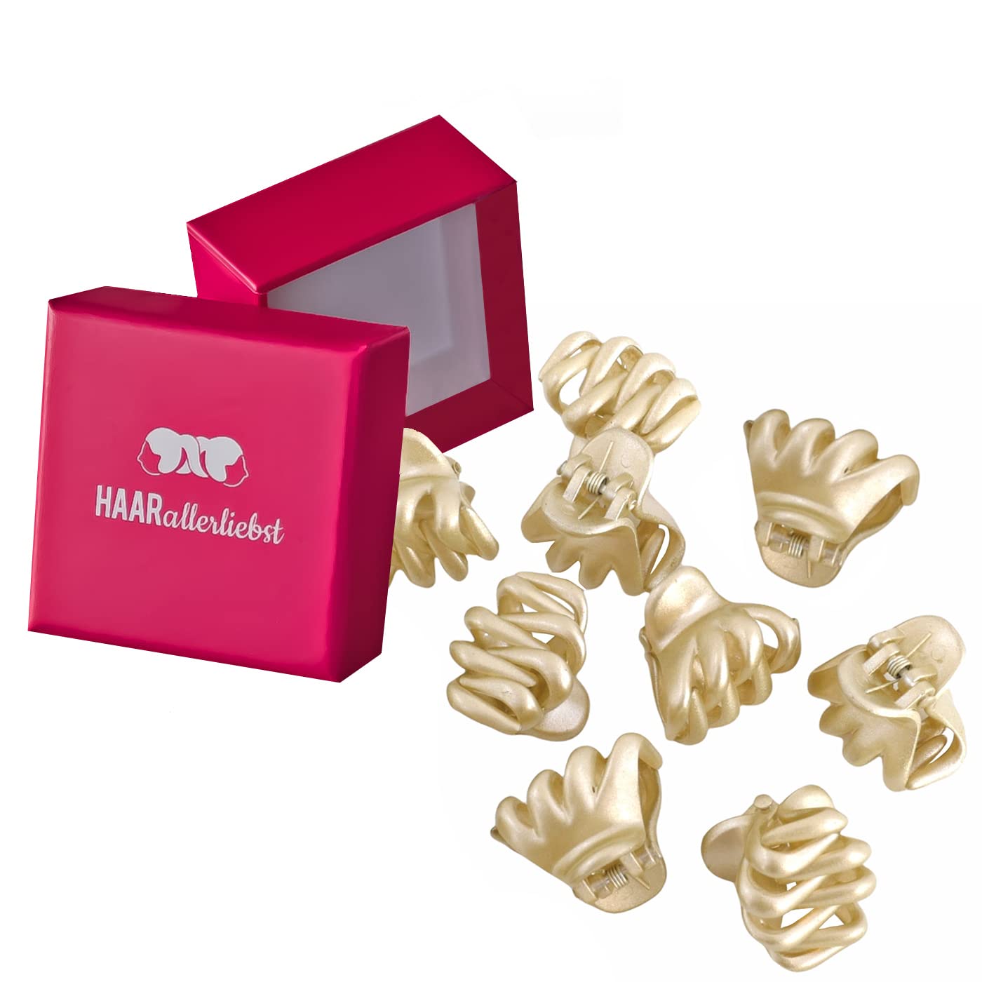 HAARallerliebst Hair Clips Gold (Pack of 9 | Gold Shimmering | 2.4 cm) with Box for Storage