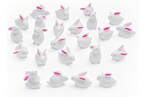 Exasinine Mini Rabbits Easter Bunny Miniature Figurines Animals Model Fairy Garden Miniature Moss Landscape DIY Terrarium Crafts Ornament Accessories for Home Décor (Rabbit, Pack of 20)