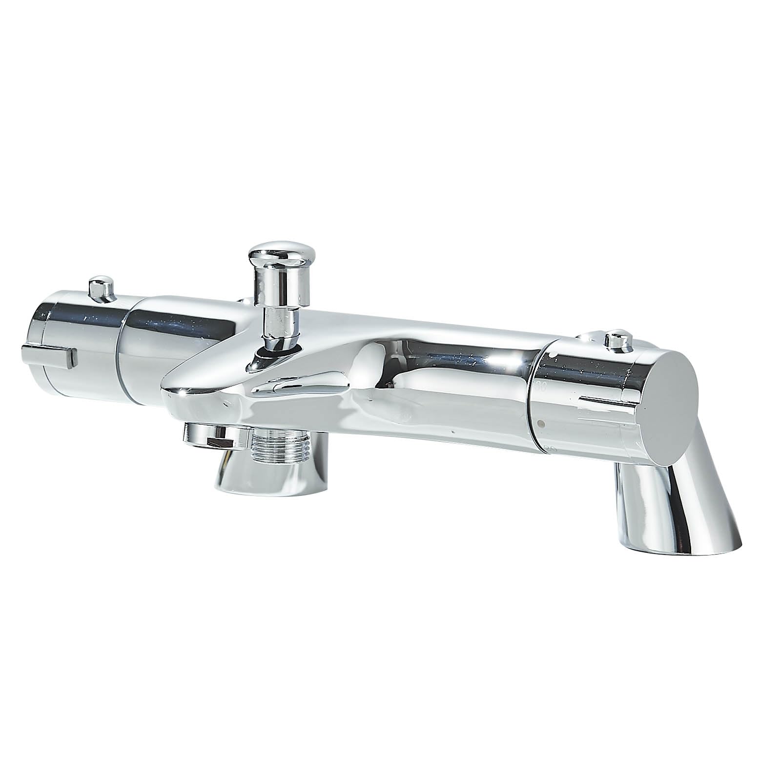 JUNSOTTOR Thermostatic Bath Shower Mixer Taps Modern Bathroom Bar Shower Value with Bath Filler Spout Chrome
