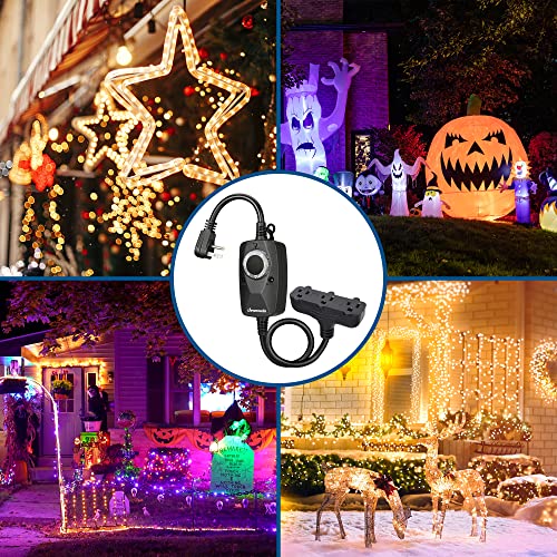 DEWENWILS Light Timer Outdoor for Christmas Weatherproof with 2 FT