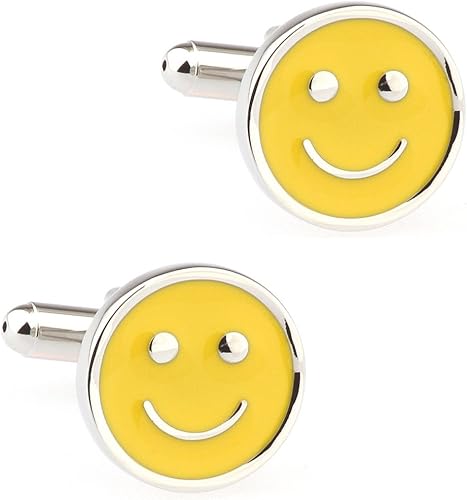 Amazon Cifidetイエロースマイルファッションメンズシャツのカフスボタンギフトボックス カフス 通販