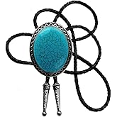Bolo Tie with Natural Stone Turquoise Stone Style Genuine and Cowhide Rope More Colors