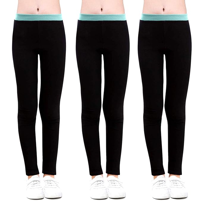 Girls Bienzoe Girls Knit Cotton Stretch School Uniform Antistatic 3