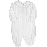 Petit Ami Baby Boys' Pique Christening Longall with Hat, White