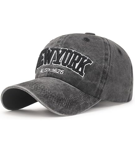 Baseball Hat New-York Distressed-Adjustable-Strapback - Washed