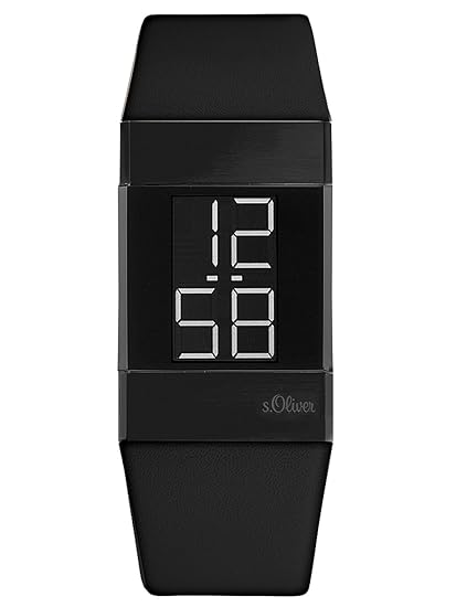 s.Oliver Time Damen Digital Uhr mit Leder Armband SO-3365-LD
