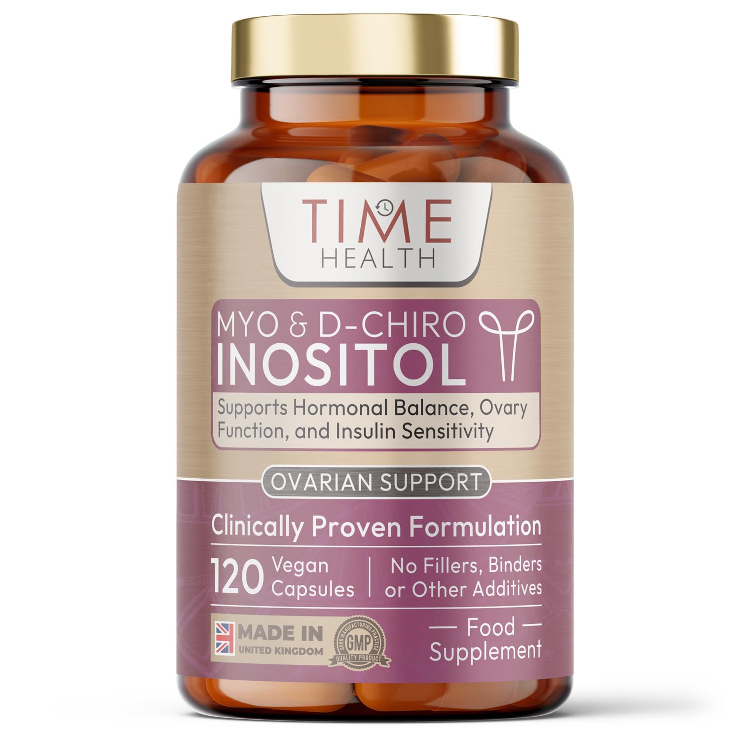 Myo & D Chiro Inositol - Clinically Proven - PCOS Support - 6X More D Chiro Inositol for Enhanced Benefits - 120 Capsules - Vegan - No Additives (120 Capsule Pouch)