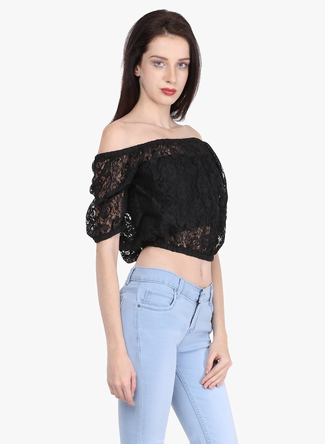 martini black off shoulder lace top with attached tube