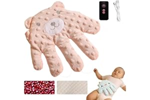 LUCAKUINS Baby Soothing Palm, Baby Patter for Sleep, Baby Startle Prevention Hand Glove, Electric Baby Hand Sleep Soothers Pillow, Red Bean Filling, Cute for Newborns, Baby Girl, Baby Boy (B)