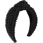Ondder Black Pearl Knotted Headband for Women's Hair Cloth Headbands, One Size Fits All, Wide Application for Her