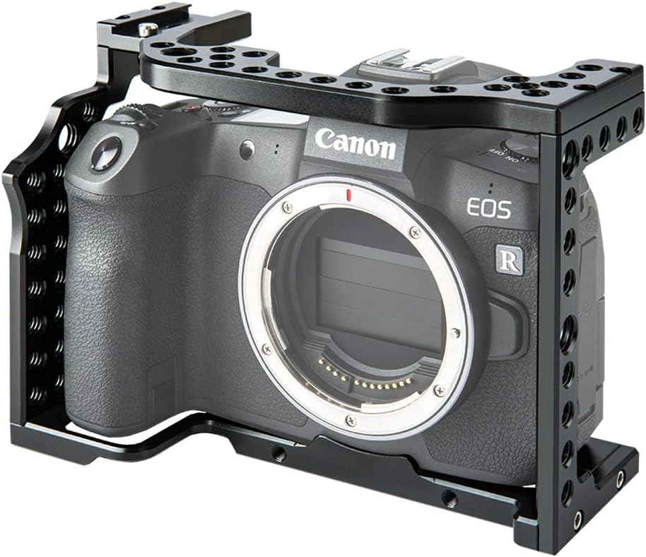 Aluminum Camera Cage Video Film Movie Making Rig Stabilizer for Canon EOS R with Cold Shoe Mount for Magic Arm Microphone Monitor