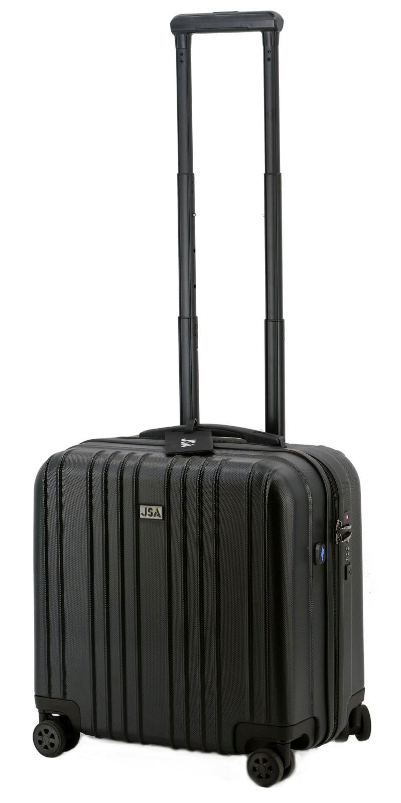 JSA 2 in 1 Reisetrolley, Rollkoffer aus ABS Kunststoff, Reisekoffer mit doppelten 360° Leichtlaufrollen Hand Luggage 41 centimeters 30 Black (Schwarz Matt)