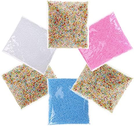 IlikeEC Foam Beads for Slime -Colorful Styrofoam Balls Beads Mini 0.1-0.18 inch (100,000 pcs) for Kids Homemade Slime -Decorative Ball Arts DIY Crafts Supplies For Home Decorative 6 Pack Mixed Color