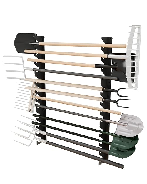 JivaJot Garage Tool Organizer Wall Mount, Shed Yard Tool Organizer for Garage, Horizontal Organization Tool Racks for Walls, Shovels and Rakes, 3FT