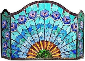 Amazon Com Stained Glass Peacock Tiffany Style Pc Fireplace