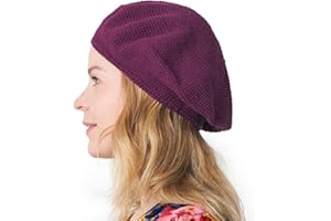 CHARM Knit Tam Hats for Women & Men, Cotton Beret-Style Crochet Beanie Cap Handmade for Summer & Winter