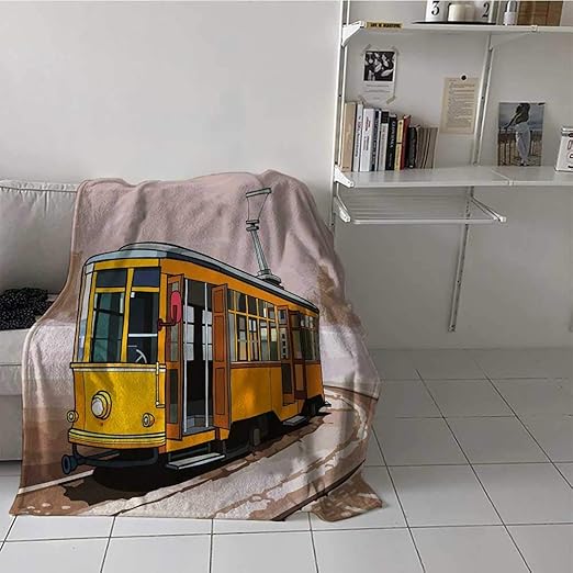 Soft Blanket Throw Modern Cozy Luxury Blanket Yellow Train