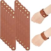 OLYCRAFT 12pcs Adjustable Leather Bracelets 8.6x1 Inch Blank Genuine Leather Snap Bracelets Blank Leathers Cuff Bracelet Leathers Wristband Brown Bracelet for DIY Craft Jewelry Making