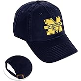 Desert Cactus University of Michigan Baseball Hat Wolverines UM U of M Brimmed Embroidered Hats Cap Adjustable Cloth Strap Adult (Style G1) Blue