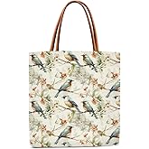 lamocho Floral Tote Bags for Women Bird Gifts for Women Canvas Tote Bags Aesthetic Bird Merch Christmas Gifts Grocery Beach Bag Shopping Handbag -V01