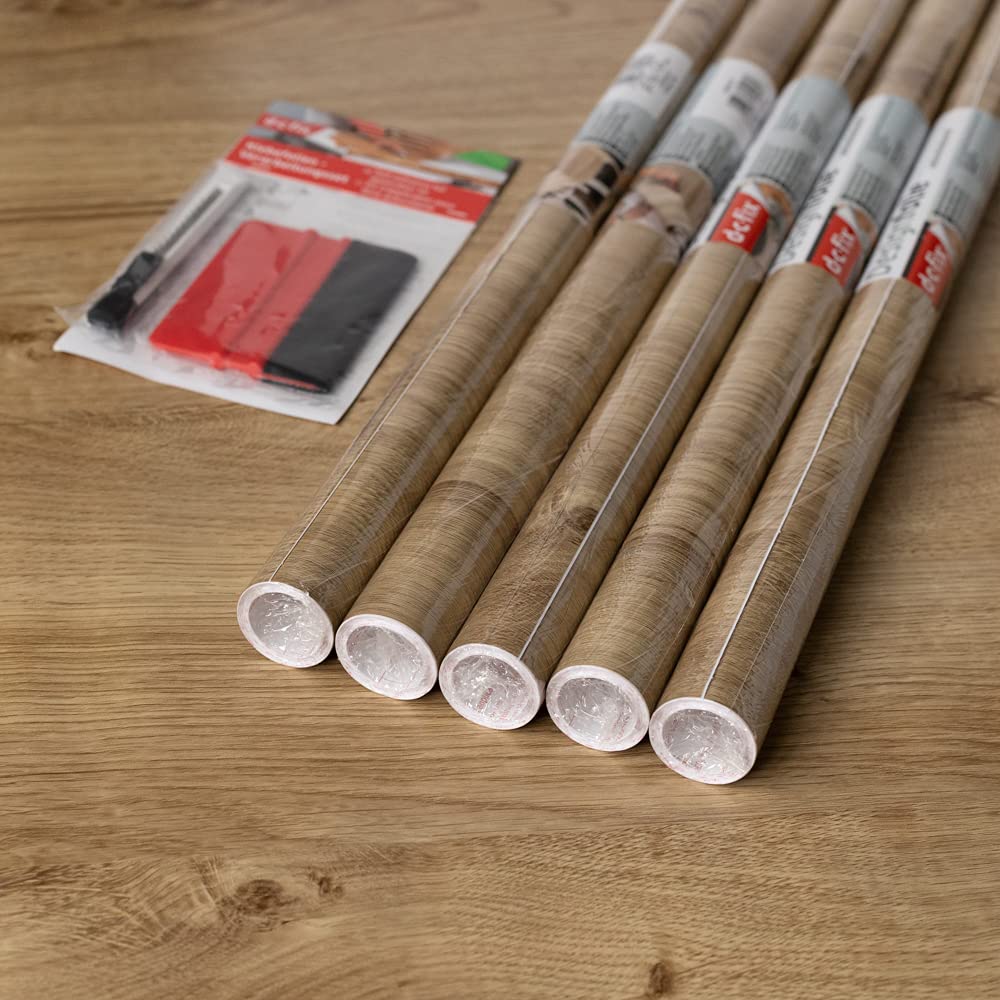 67.5cm x 2m (Pack of 5 + App Kit) d-c-fix RIBBECK OAK sticky back plastic vinyl wrap film (346-8147)