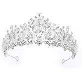Foyte Baroque Queen Crown Wedding Rhinestone Tiara Sliver Bride Crystal Hair Accessories Princess Gemstones Headband Crowns for Women