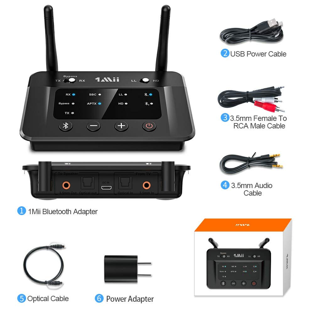 1Mii B03 Long Range Bluetooth 5.0 Transmitter Receiver for TV Home