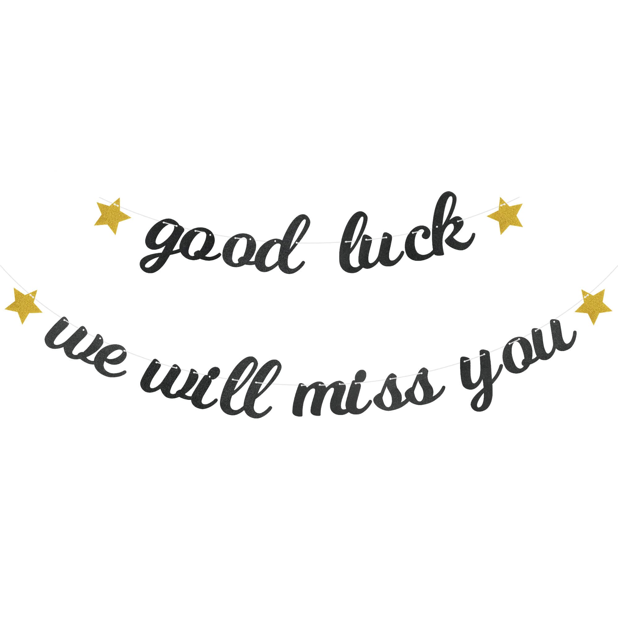 Pargleev Good Luck We Will Miss You Glitter Banner 2025 Graduation Congratulations Party Decorations Black Gold