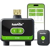 RainPoint WiFi Water Timer for Garden Hose with Brass Inlet, 2-Zone Smart Sprinkler Hose Timer, WiFi Irrigation Controller, Automatic Watering System for Lawns and Yard