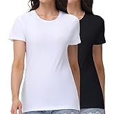 wirarpa Women's T-Shirts Cotton Crew Neck Short-Sleeve Casual Tees Tops Undershirt 2 Pack